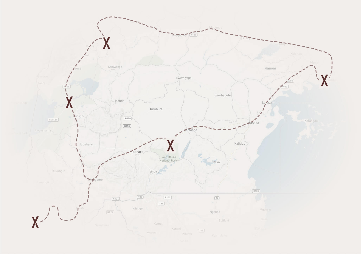 Route apenrondreis Oeganda